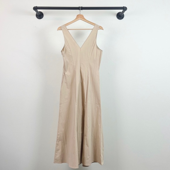 NWT Anthropologie Sleeveless V-Neck A Line Midi Dress Tan - Picture 6 of 7